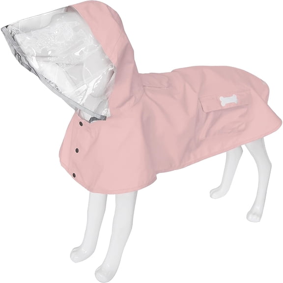 Waterproof Reflective Dog Raincoat with Hood,Adjustable Pet Rain Poncho(Pink,Large)