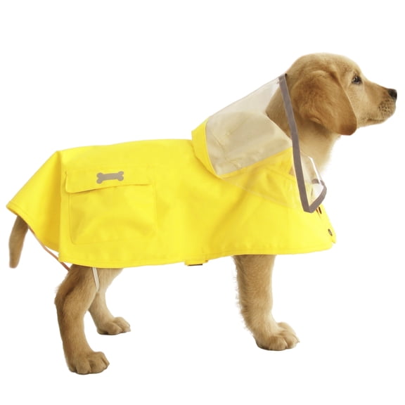 Waterproof Reflective Dog Raincoat with Hood,Adjustable Pet Rain Poncho(Yellow,Medium)