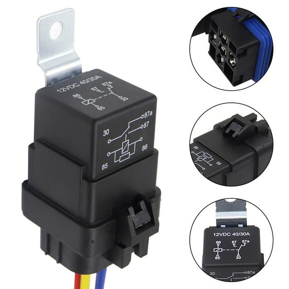Waterproof Relay Harness Socket Heavy Duty 4P Relay Switch Built In Diode 30A40A 12/24V Suitable For Automotive Marine 12V Smile Home