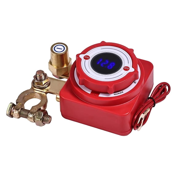 Waterproof Remote Battery Disconnect Switch, Battery Kill Switch Power Isolator Cut‑Off Switch with LED Voltage Display for Car, Truck, RV, Boat and Marine Vehicles(Red)