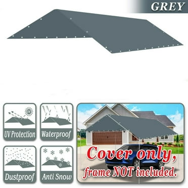 Waterproof Replacement Canopy 10x20 Ft Heavy Duty Carport Tent Top Cover Garage Shelter Cover Storage Shed Sun UV Proof Cover