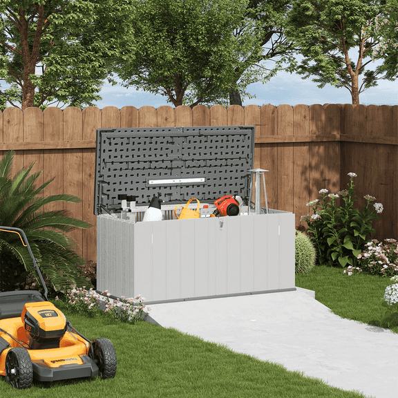 Waterproof Resin Outdoor Storage Shed, 2.1 x 4.7 x 2.2 ft, Garden Organizer for Backyard, White, LazySunsets