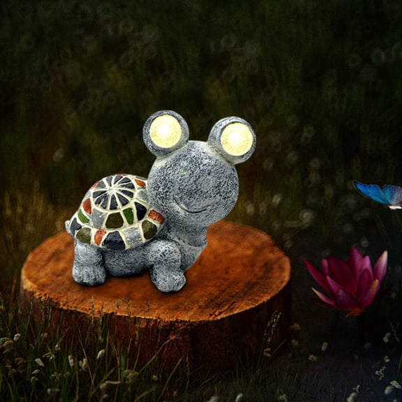 Waterproof Resin Turtle Solar Statue, Auto LED Light Outdoor Yard Ornament, Energy Saving Garden Patio Lawn Landscape Decor Gift