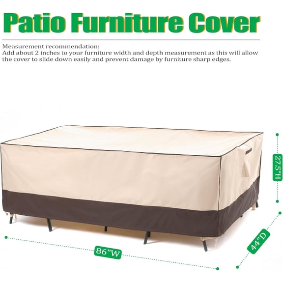 Waterproof Resistant Outdoor Table Cover, 86" W x 44" D x 27.5" H