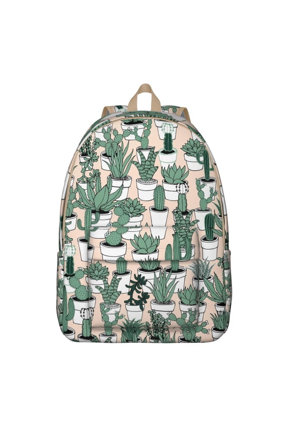 Waterproof Retro Desert Cactus Backpack, Durable School Bag with Aesthetic Succulent and Desert Style Print