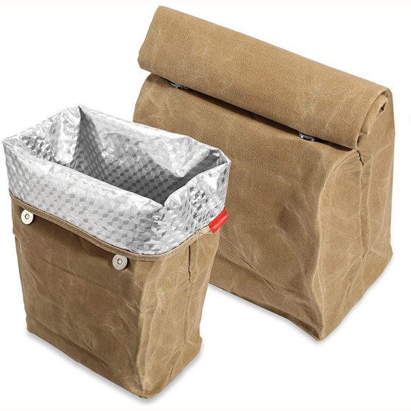 Waterproof Reusable Lunch Bag for Camping Insulated Aluminum Foil Ice Bag Waxed Canvas Bento Thermal Lunch Box Outdoor