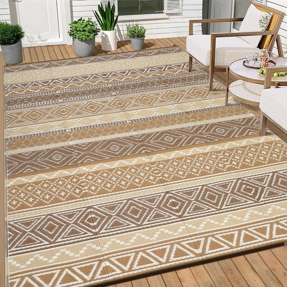 Waterproof & Reversible Outdoor Rug – Durable Patio Carpet for Camping, RV, Deck, Picnic, Porch, Backyard – Lightweight, UV & mark Resistant