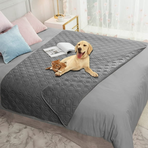 Waterproof Reversible Pet Blanket for Dogs Cats, Furniture Protector Cover for Sofa Couch Bed, Soft Washable, Gray