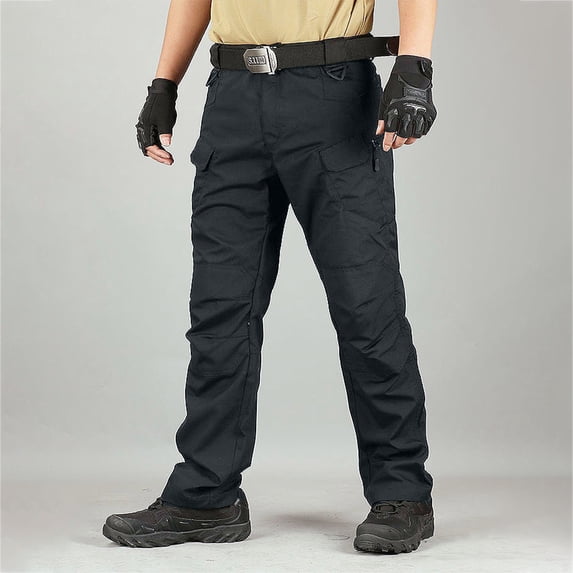 Waterproof Ripstop Stretch Tactical Pants Men Multi Pockets Outdoor Camping Travel Work Cargo Pants Belt Not Included Black 2XL