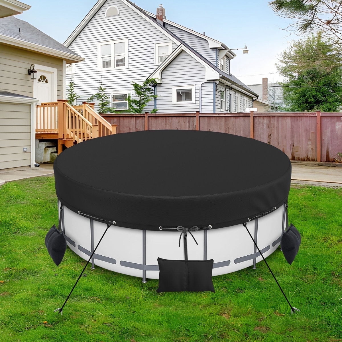 Anchor Round Pool Premium Round Pool Cover - Heavy Duty Swimming Pool Cover for Above ...