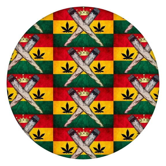 Waterproof Round Tablecloth with Minimalist Cannabis and Hemp Leaf Prints, Elastic Edge Fit, Backing for Table Protection, Ideal for Patio, Camping, and Party Use