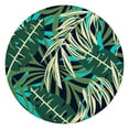 thumbnail image 1 of Waterproof Round Tablecloth with Tropical Leaf and Hawaiian Floral Prints, Backed Non-Slip Table Cover with Elastic Edge, Fits 44-50 Inch Tables for Dining and Picnic Use, 1 of 5