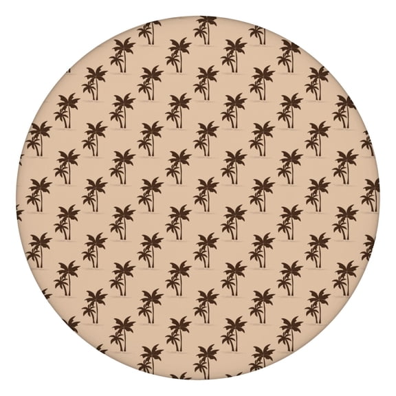 Waterproof Round Tablecloth with Secure Elastic Edge, Boho and Tropical Palm Trees Inspired Designs, Backed for Non-Slip Use Indoors and Outdoors
