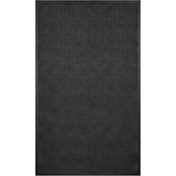 Waterproof Rubber Outdoor Doormat Heavy-Duty Non-Slip Rubber Floor Mat with Ridge Scraper Pattern, All-Weather Front Door Entry Mat for Mud & Dirt Control 35" x 60", Black