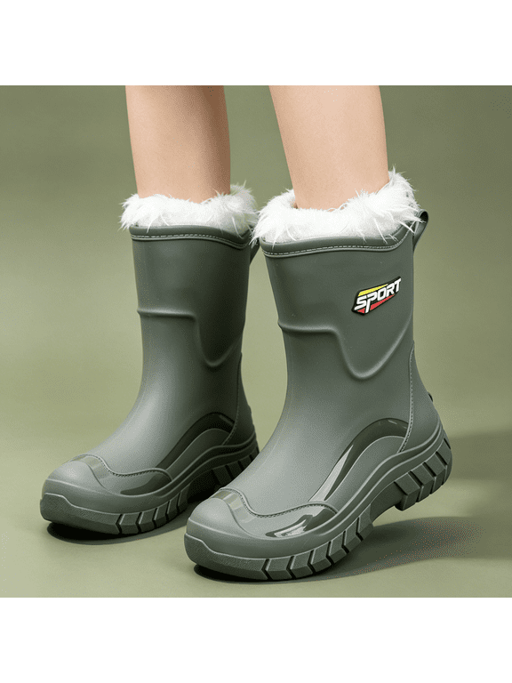 Waterproof Rubber Rain Boots Rainy Day Commute Shoes,Muddy Boots Yard Gardening Footwear, Comfortable Non Slip Footwear Outdoor Dog Walking, Protective Work Shoes Car Washing Footwear, Green 7