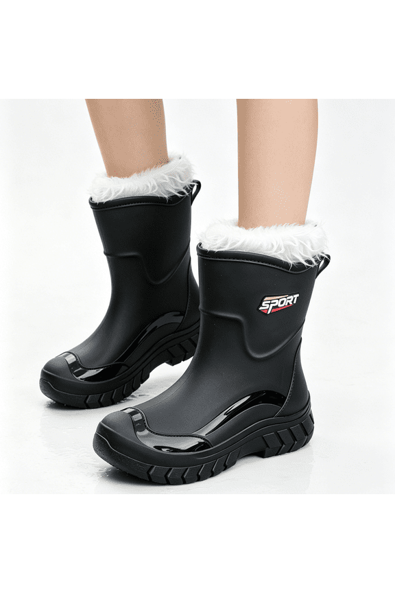 Waterproof Rubber Rain Boots Rainy Day Commute Shoes,Muddy Boots Yard Gardening Footwear, Comfortable Non Slip Footwear Outdoor Dog Walking, Protective Work Shoes Car Washing Footwear, Black 5.5