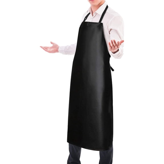 Waterproof Rubber Vinyl Apron Adjustable Dishwasher Apron-Women Men Heavy Duty Work Apron 1 Pack Black, 1 Pack