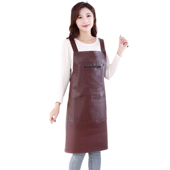 Waterproof Rubber Vinyl Apron - Heavy Duty Model - Stay Dry - Industrial Chemical Resistant Plastic - Leather Apron for Kitchen, Cooking, Dishwashing, Dog Grooming - Dark Red