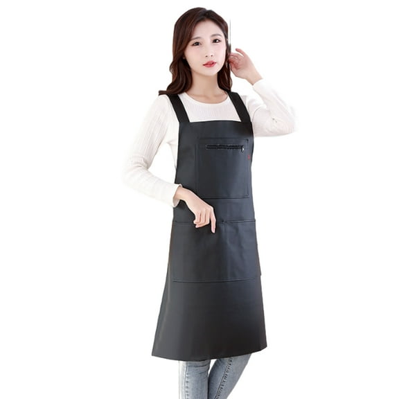 Waterproof Rubber Vinyl Apron - Heavy Duty Model - Stay Dry - Industrial Chemical Resistant Plastic - Leather Apron for Kitchen, Cooking, Dishwashing, Dog Grooming - Black