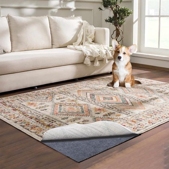Waterproof Rug Pad 6 ft x 9 ft 1/4 Inch Thick Non-Slip Felt Carpet Pad for Hardwood and All Floors