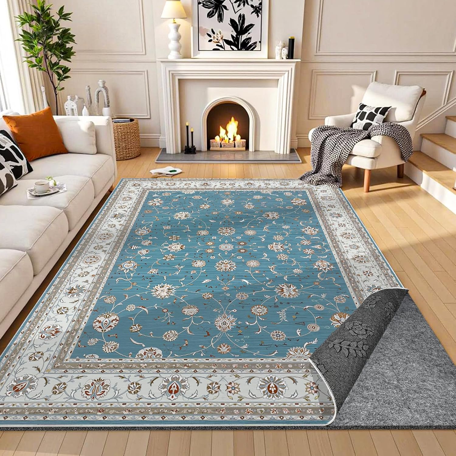Rug Ruckling Waterproof Rug Pad, 8x10 ft Under Area Rug Carpet Pad, Non Slip Felt ...