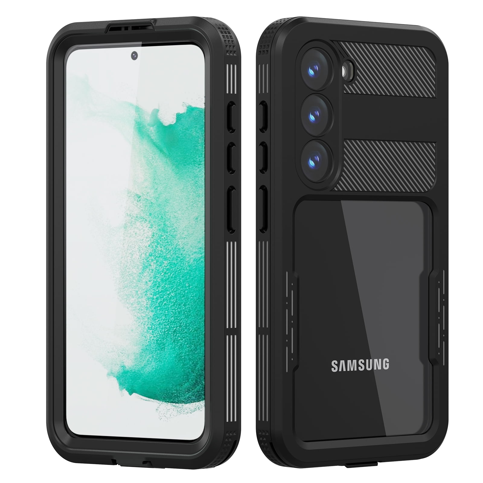 Waterproof Rugged Case designed for Samsung Galaxy S23 6.1",Built-in 6H Screen Protector Full-Body Protection Shockproof Dustproof Waterproof Anti-Scratch Wireless Charging Case,Black