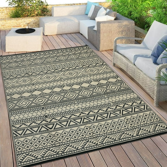 Waterproof Rugs Reversible Outdoor Rug for Patio, RV and Camping - Lightweight Non-Slip All-Weather Carpet - Indoor/Outdoor Mat