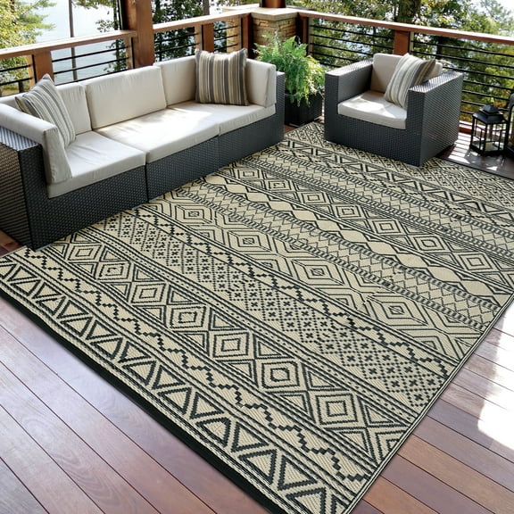 Waterproof Rugs Reversible Outdoor Rug for Patio, RV and Camping - Lightweight Non-Slip All-Weather Carpet - Indoor/Outdoor Mat