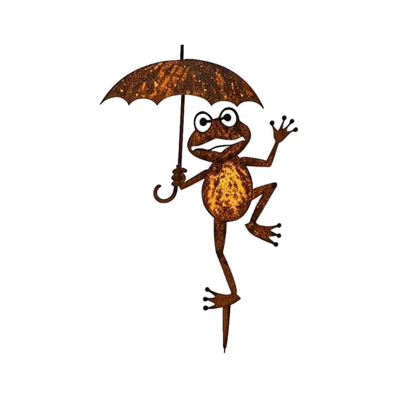 Waterproof Rusted Metal Frog Garden Stake Weatherproof Outdoor Lawn Patio Decorative Yard Art Ornament For Backyard Flower Bed And Rustic Decor