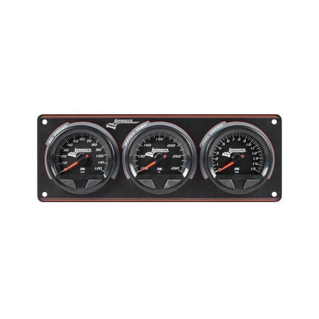 Waterproof SMI 3 Gauge Panel Assembly with Oil Pressure Water Temperature & Fuel Pressure - Black