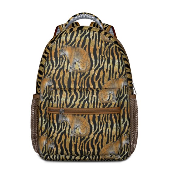 Waterproof School Backpack with Bengal Tiger Jungle Print - Ergonomic Student Backpack with Spinal Support, Breathable Straps & Durable Design for Teens & College