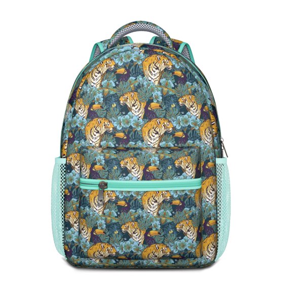 Waterproof School Backpack with Bengal Tiger Jungle Print - Ergonomic Student Backpack with Spinal Support, Breathable Straps & Durable Design for Teens & College