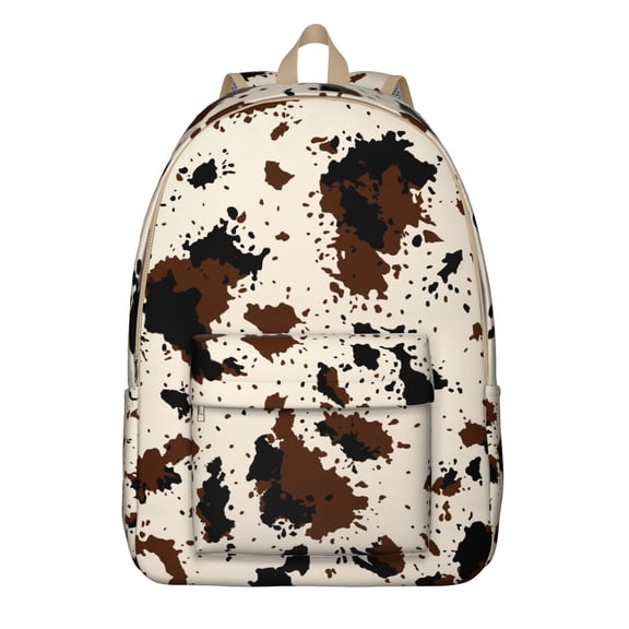 Waterproof School Backpack with Cute Black and White Cow Print – Farmhouse Rustic Design Featuring Country Style Cartoon Patterns, Durable and Lightweight for Everyday Use