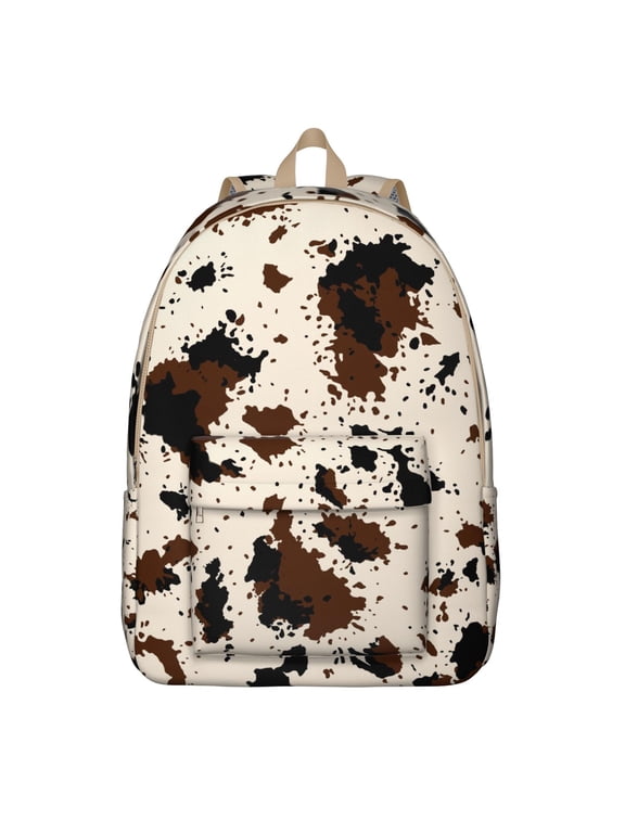 Waterproof School Backpack with Cute Black and White Cow Print – Farmhouse Rustic Design Featuring Country Style Cartoon Patterns, Durable and Lightweight for Everyday Use