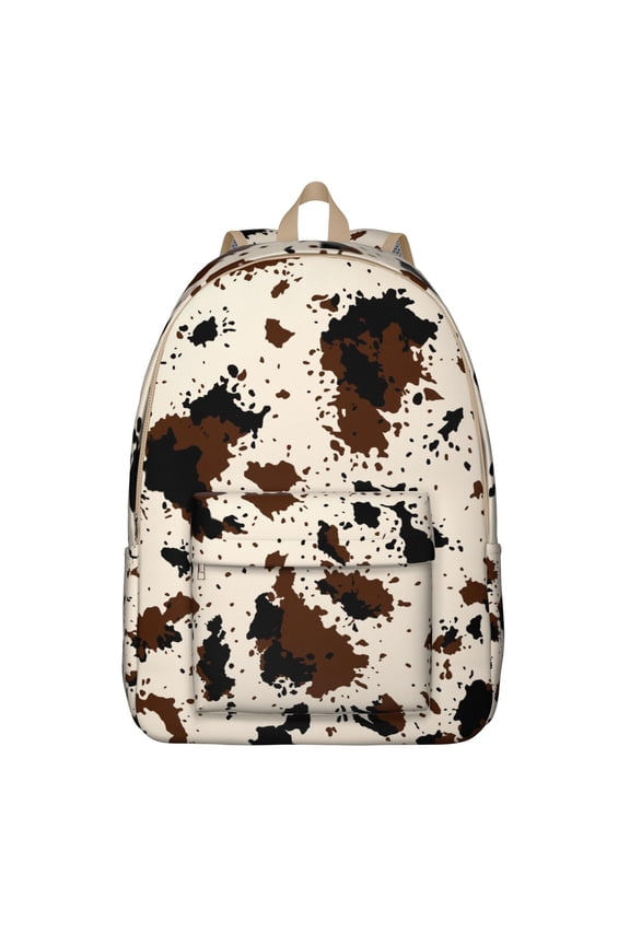 Waterproof School Backpack with Cute Black and White Cow Print – Farmhouse Rustic Design Featuring Country Style Cartoon Patterns, Durable and Lightweight for Everyday Use