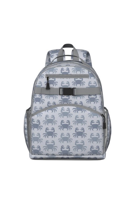 Waterproof School Backpack with Cute Cartoon Crab Design - Ergonomic Travel Daypack for Teens, Breathable & Adjustable Spine-Protecting Backpack for Students