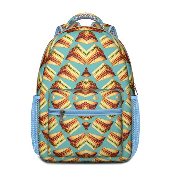 Waterproof School Backpack with Hamburger Print - Ergonomic Student Backpack for Teens, Lightweight Durable Bookbag with Spinal Support, Breathable Padded Straps & American Food Design for College