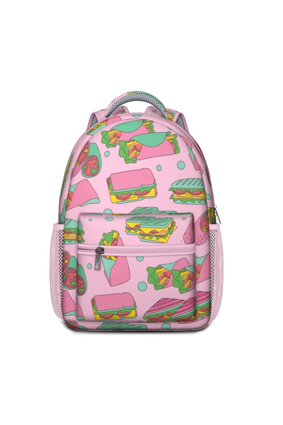 Waterproof School Backpack with Hamburger Print - Ergonomic Student Backpack for Teens, Lightweight Durable Bookbag with Spinal Support, Breathable Padded Straps & American Food Design for College