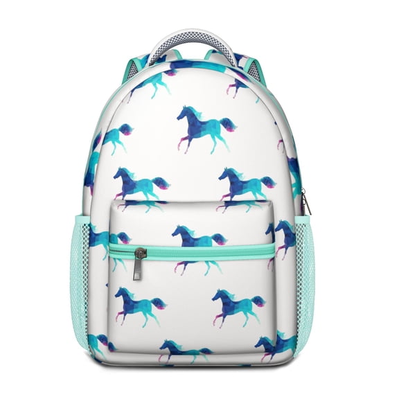 Waterproof School Backpack with Horse & Flower Print - Ergonomic Student Backpack for Teens, Lightweight Durable Bookbag with Spinal Support & Breathable Straps
