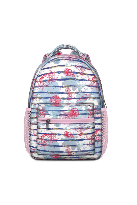 Waterproof School Backpack with Jellyfish & Tropical Ocean Print - Ergonomic Student Backpack for Teens, Breathable & Lightweight Bookbag with Spinal Support, Spacious Storage for College