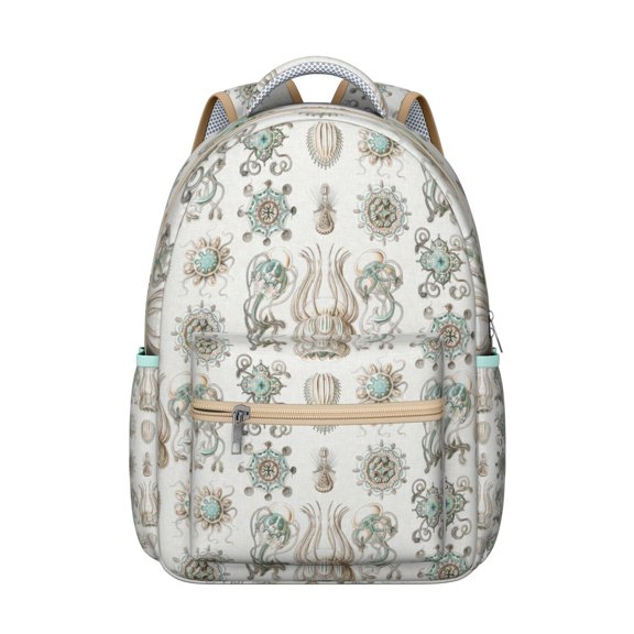 Waterproof School Backpack with Jellyfish & Tropical Ocean Print - Ergonomic Student Backpack for Teens, Lightweight Durable Bookbag with Spinal Support, Breathable Straps & Organized Storage