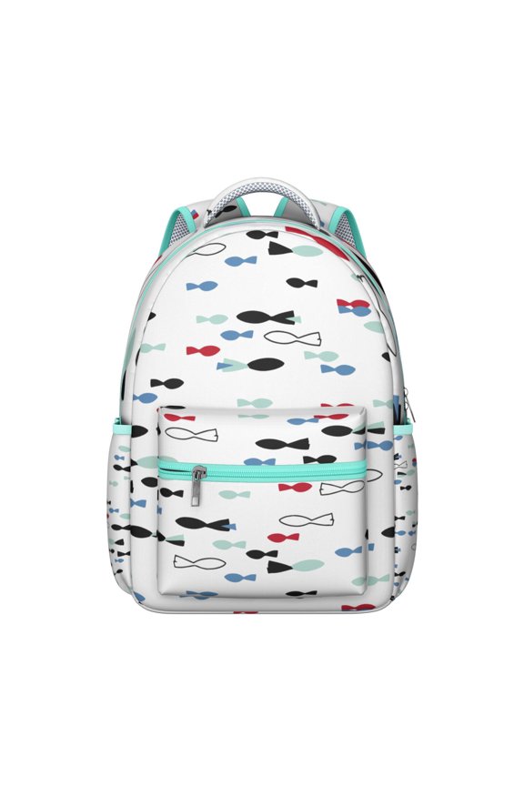 Waterproof School Backpack with Ocean Fish Print - Ergonomic Student Backpack for Teens, Lightweight & Durable Bookbag with Spinal Support, Breathable Mesh Straps for College & Commuters