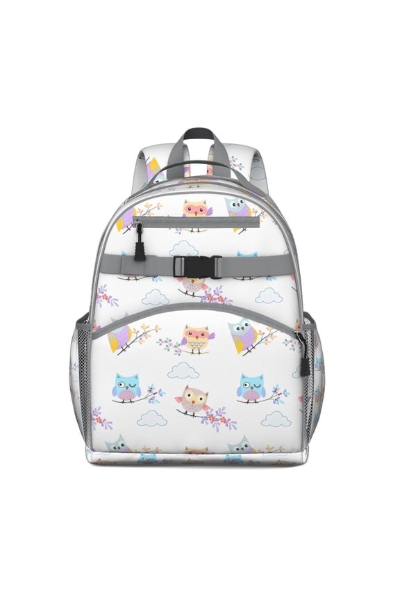 Waterproof School Backpack with Owl Print - Ergonomic Travel Daypack for Teens, Cartoon Owl Design, Big Eyes Owl & Polka Dot Pattern, Breathable Padded Backpack