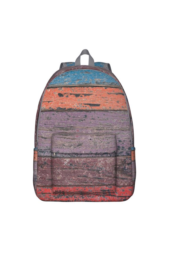 Waterproof School Backpack with Rustic Wood Grain Pattern – Vintage Weathered Wood Texture Design, Natural Hardwood Style, Durable and Lightweight for Everyday Use and Travel