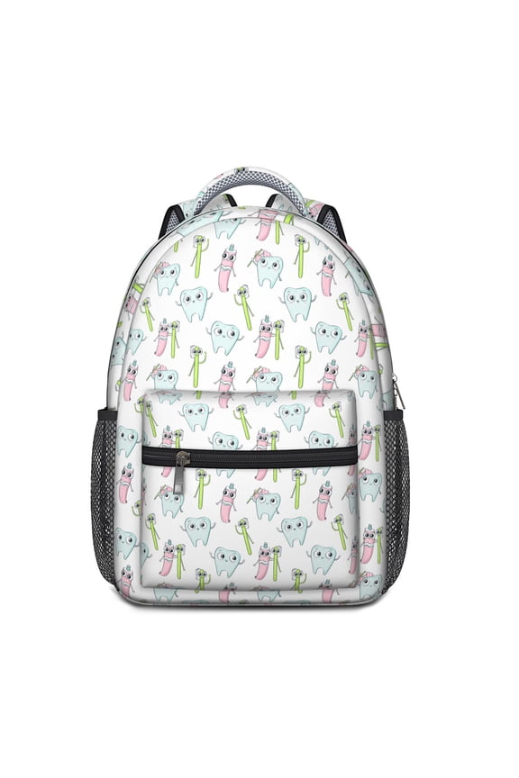 Waterproof School Backpack with Tooth Pattern - Ergonomic Student Backpack for Teens, Lightweight & Breathable, Spinal Support Design, Durable Bookbag for College Students & Commuters