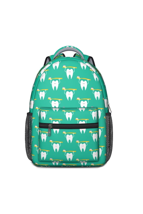 Waterproof School Backpack with Tooth Pattern - Ergonomic Student Backpack for Teens, Lightweight & Breathable, Spinal Support Design, Durable Bookbag for College Students & Commuters