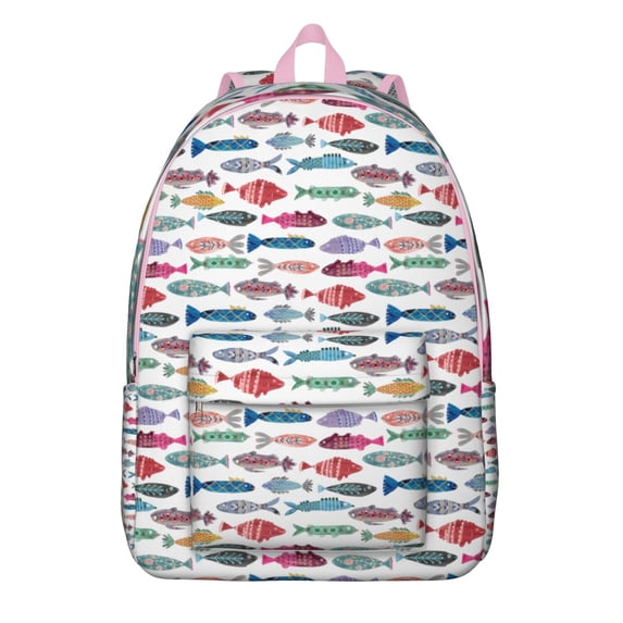 Waterproof School Backpack with Tropical Fish & Beach Coral Design, Lightweight Durable Marine Life Bookbag for Teens, Ideal for School, Travel, and Seaside Adventures