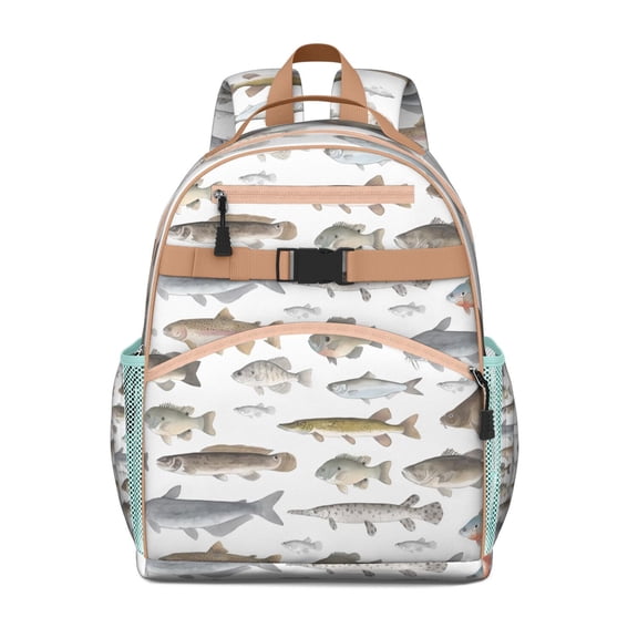 Waterproof School Backpack with Tropical Fish Design - Ergonomic Travel Daypack for Teens, Breathable & Adjustable Spine-Protecting Backpack for Beach & Ocean Lovers