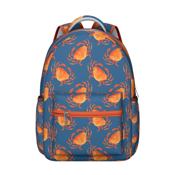 Waterproof School Backpack with Crab & Sea Life Design - Ergonomic Student Backpack for Teens with Spinal Support & Breathable Straps