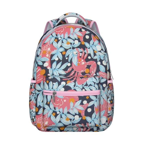 Waterproof School Backpack with Crab & Sea Life Design - Ergonomic Student Backpack for Teens with Spinal Support & Breathable Straps